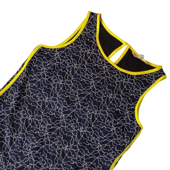 Banana Republic Tank Top Lace Floral Blue Yellow Layered Size 0 Eyelet Keyhole - Picture 2 of 8